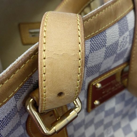 LOUIS VUITTON Hampstead MM Shoulder Bag Damier Azur Leather White - Picture 5 of 12